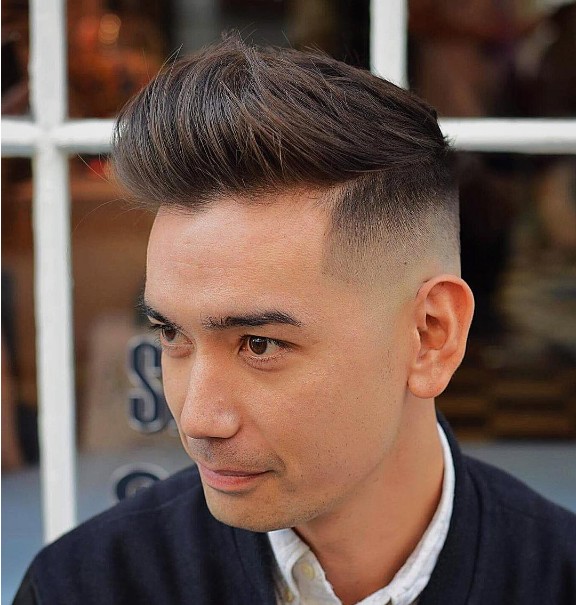 Quiff on medium-length hair