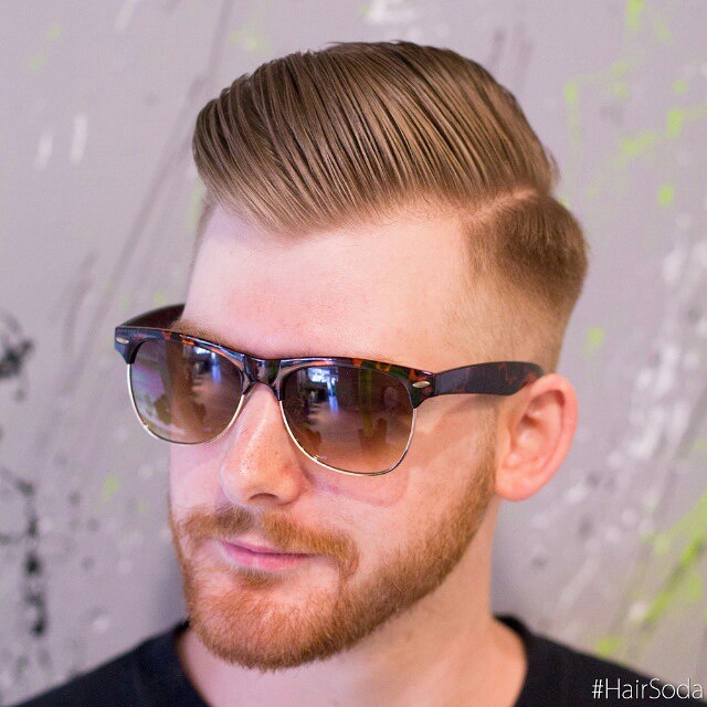 Side part Comb Over + Medium Fade