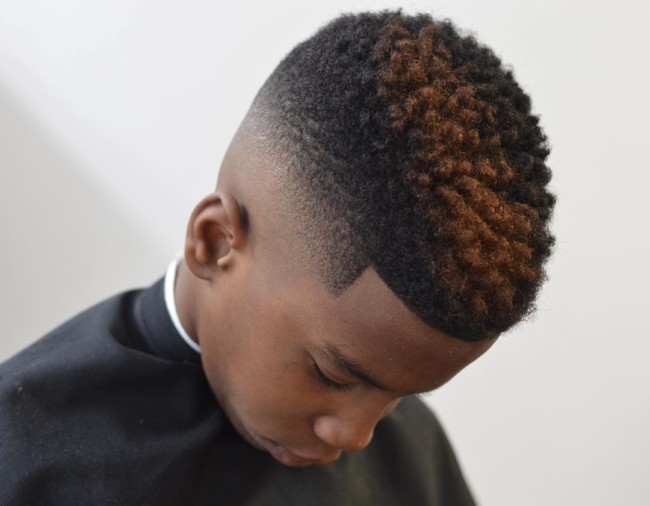 High Top Fade + Color  - Black Boys Haircuts - Men's haircuts