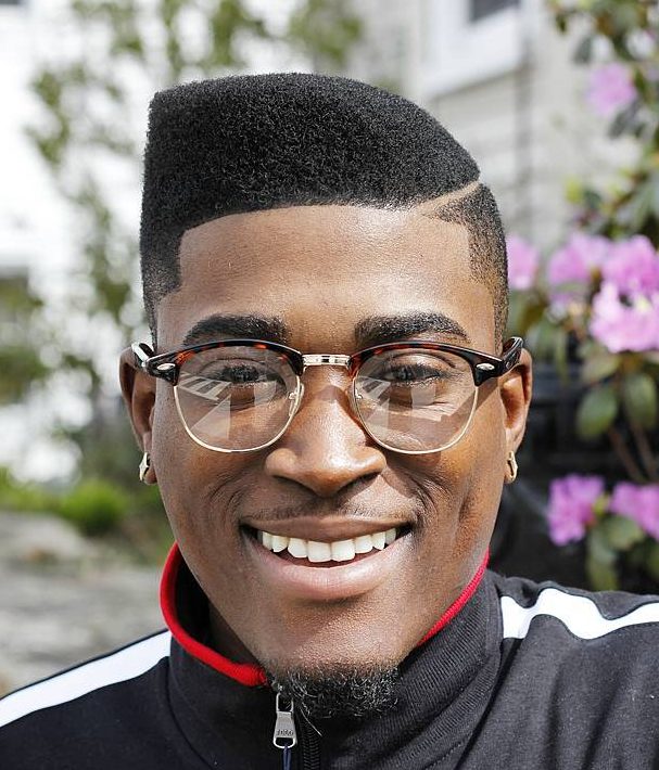 Curved Flat Top + Hard Part Black men haircuts