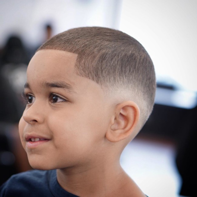 Buzz cut + Burst Fade Hairstyle for black boy