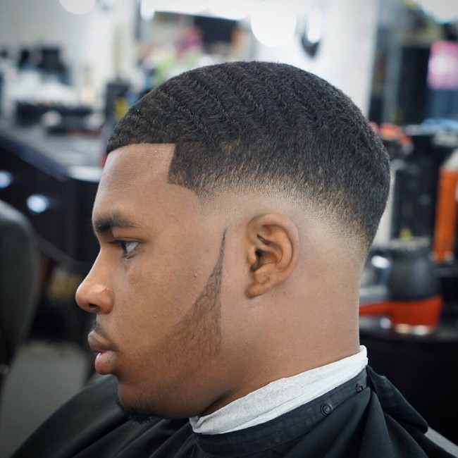 Waves + Skin fade + Disconnected beard Black men haircuts