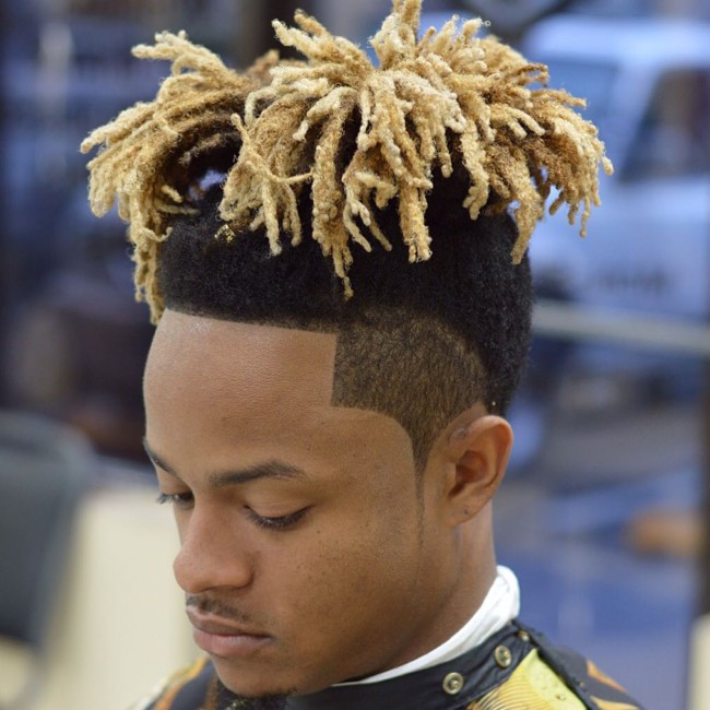 Colored Dreads Bun + Line up - Men's Haircuts