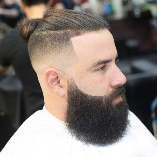 Top Knot + Mid Skin Fade - Men's Haircuts