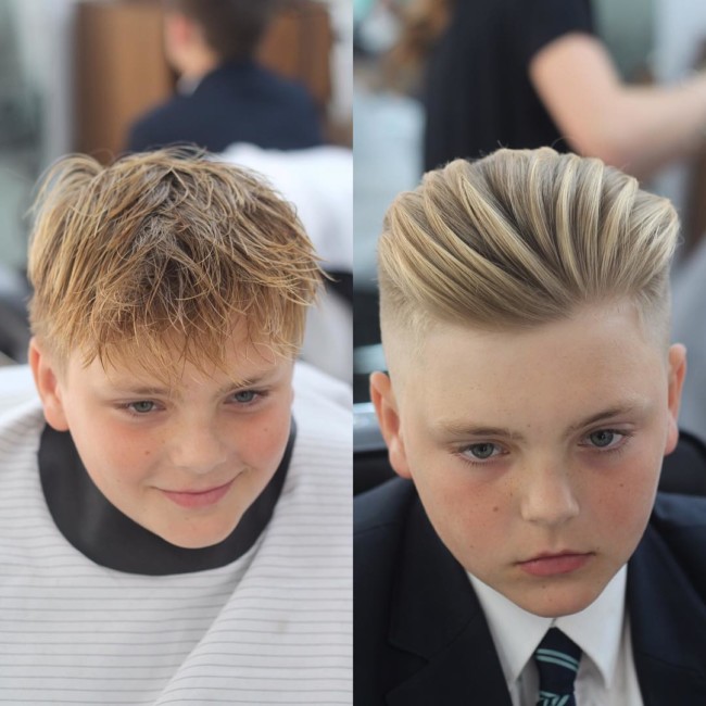 Brush up + Taper Fade - Hairstyle for boys