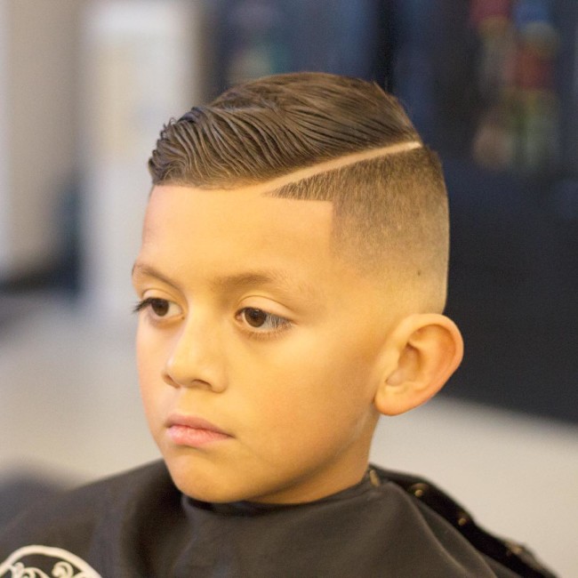 Comb Over + Hard part + Skin Fade Hairstyle for boys