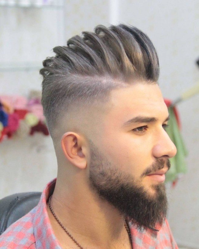 Textured Pompadour + Falling Fade