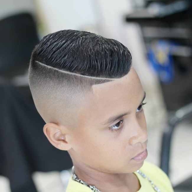 Comb over + Hard part Hairstyle for boys