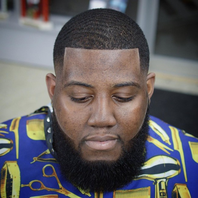 Waves + Line up + Beard Black men haircuts