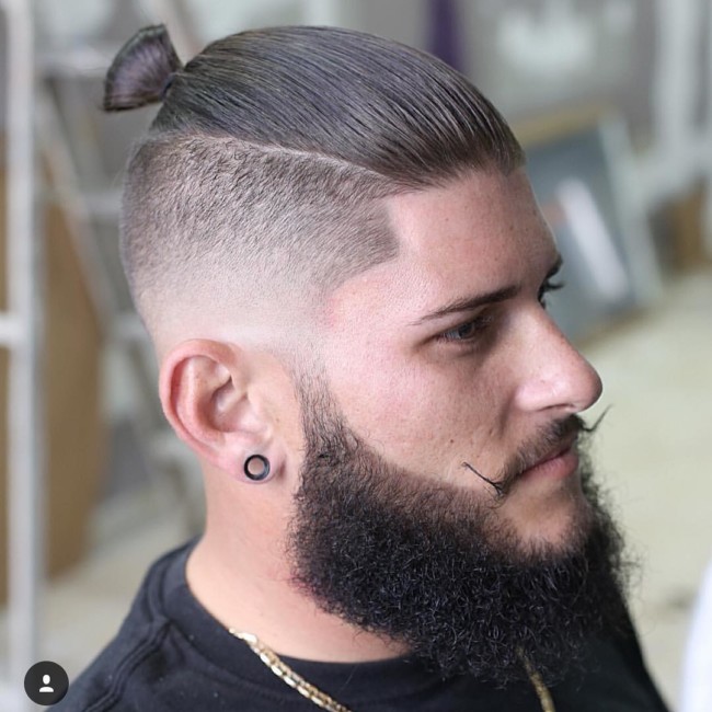  Top Knot + Low Skin Fade - Men's Haircuts