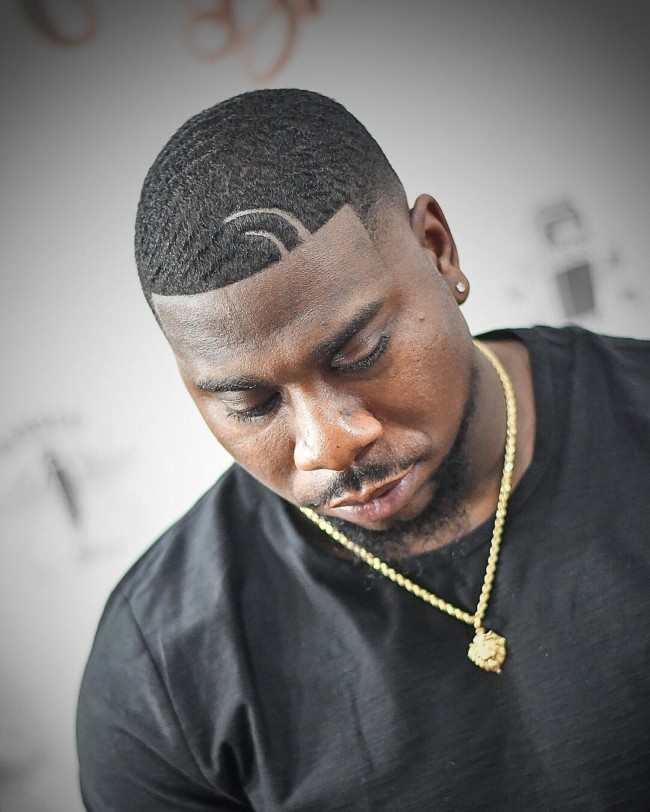 Waves + Hook parts + Fade Black mens haircuts