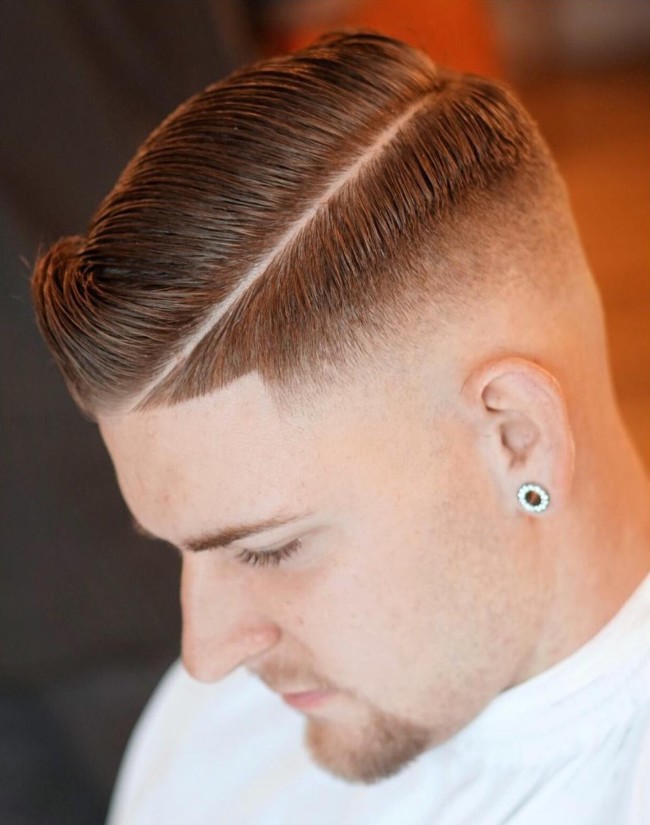 Short Comb Over + Side Part + Bald Fade - Men's haircuts