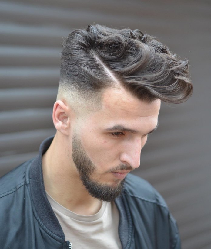 Quiff with long wavy locks