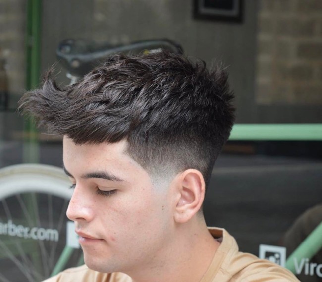 Long Fringe Quiff + Taper Fade - Men's Haircuts