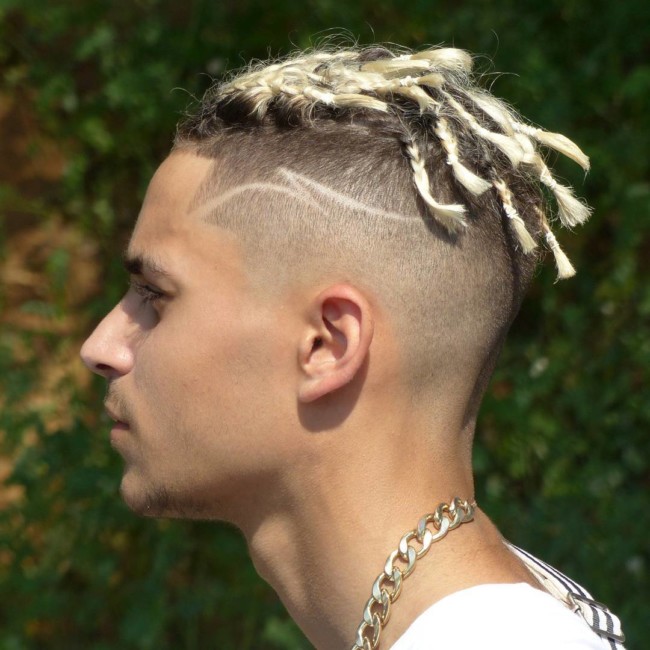 Breads + High Skin fade + Design - Men's Haircuts