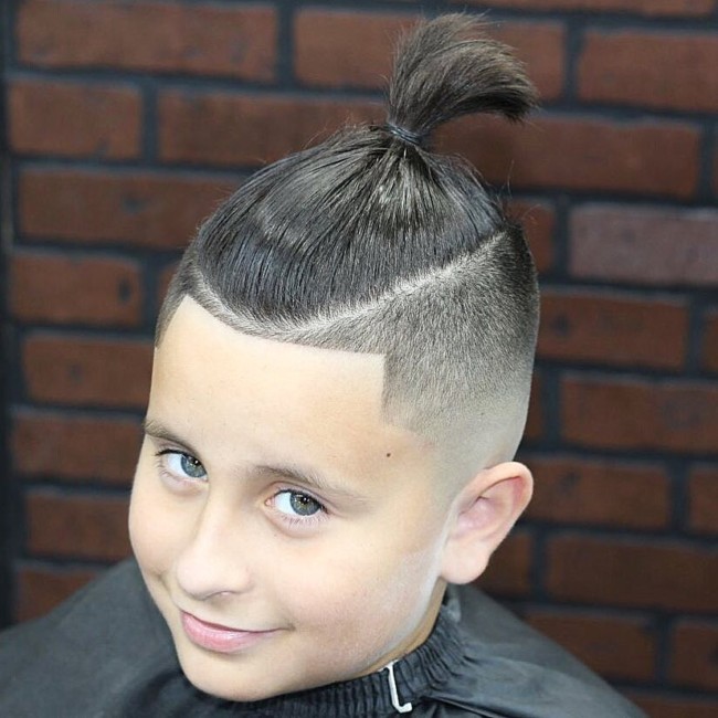 Top Knot + Skin Fade Hairstyle for boys