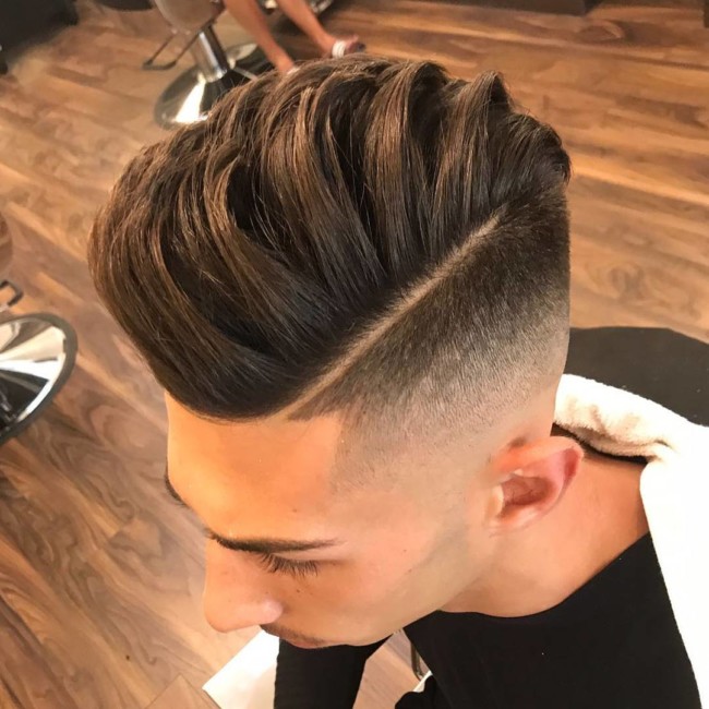 Textured Side Part Pompadour - men's haircuts