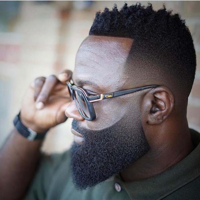 Black men haircuts - Twists x Fade + Carved Beard