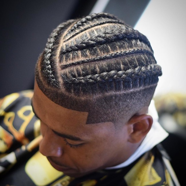 Braids + Line up Black mens haircuts