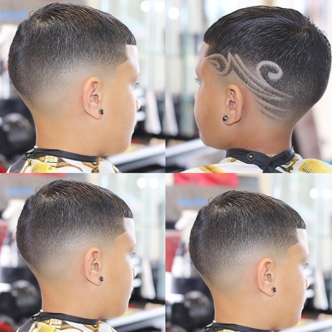 Crew cut + Drop Fade + Design Hairstyle for boys