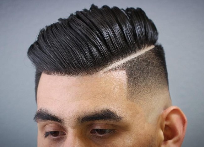 Comb Over Pompadour + Low Skin Fade  - Men's Haircuts