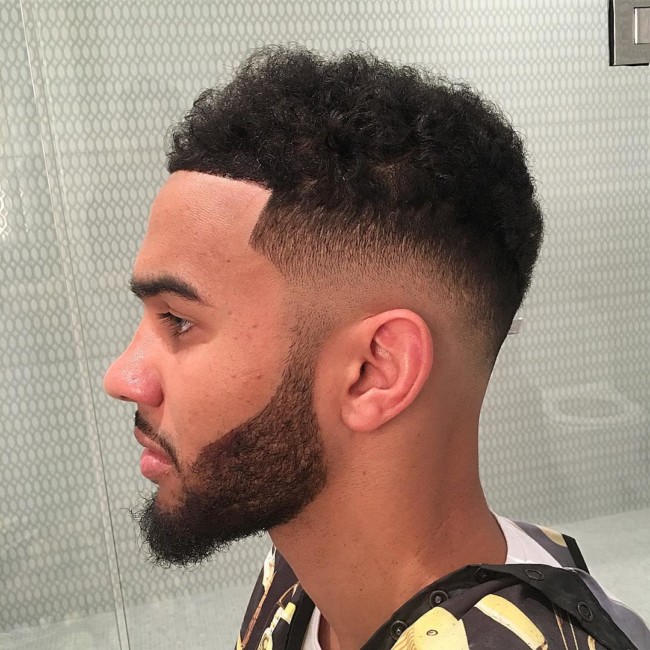 Natural curls + Mid skin fade - black men haircuts