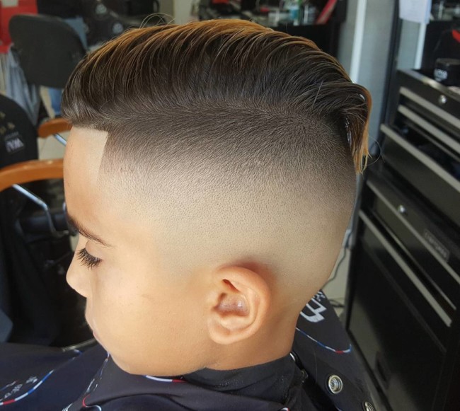 Long Comb over + Bald fade Hairstyle for boys