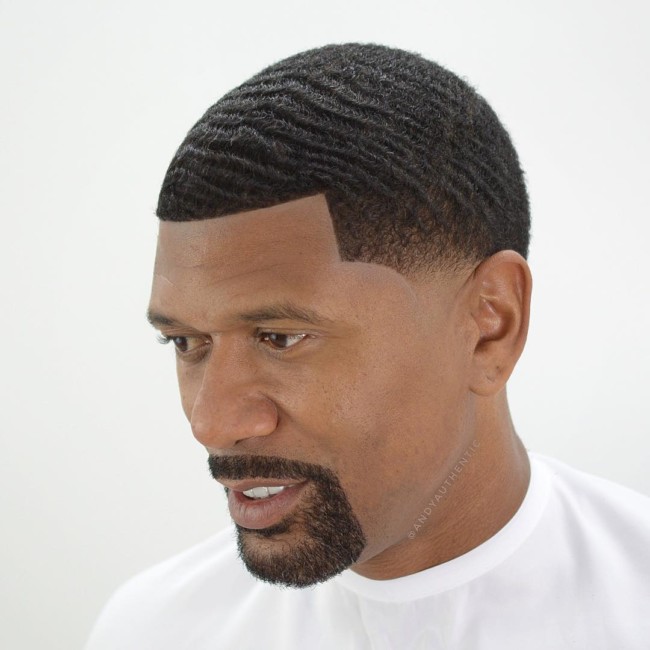 Waves + Temple fade - Black men haircuts