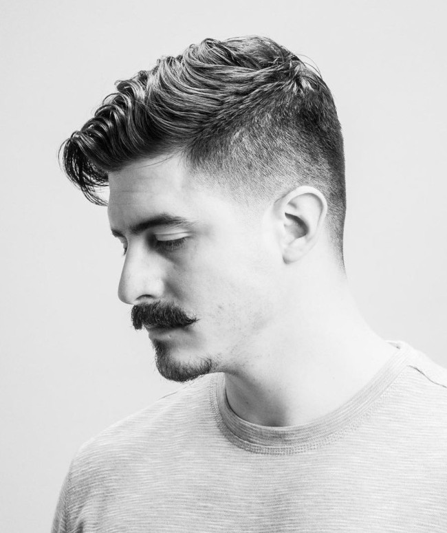 Long Comb Over + Mustache - Men's Haircuts