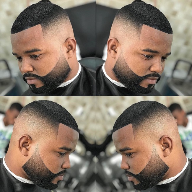 Crew cut + Carved Beard Black mens haircuts