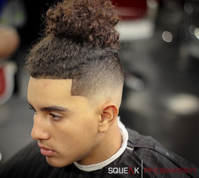 Man Bun + Skin Fade - men's haircuts