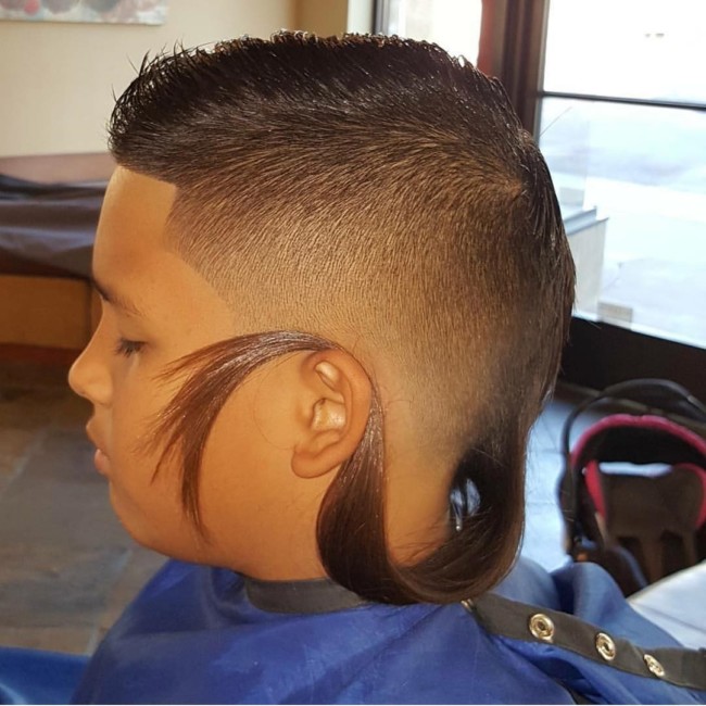 Crew cut + Fade + Tail Hairstyle for boys