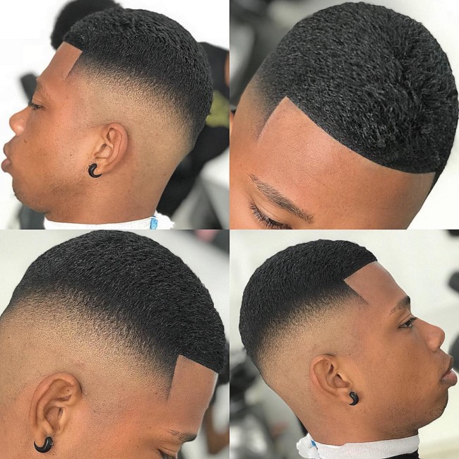 Crew cut + High Skin Fade Black mens haircuts