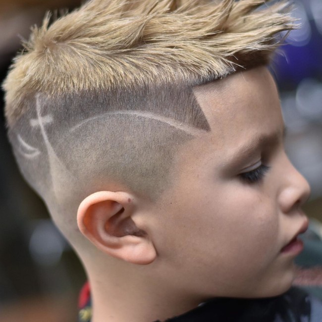 Spiky hair + High fade + Design Hairstyle for boys