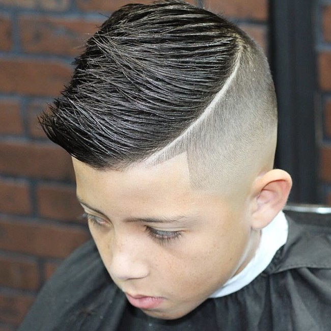 Spiky Comb Over + Hard part Hairstyle for boys