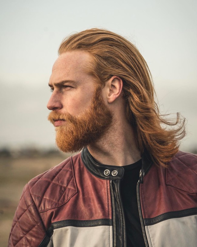 Slicked Back + Full beard - men's haircuts