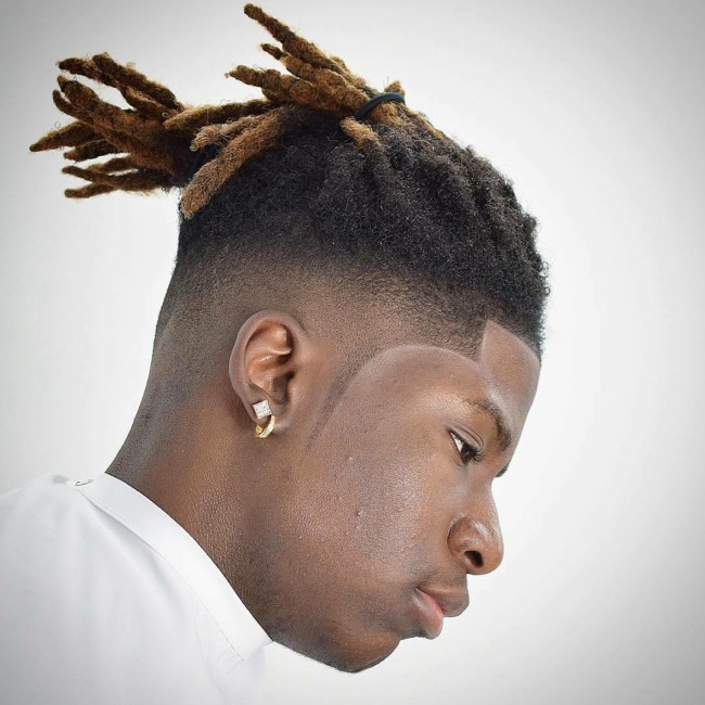 Black men haircuts - Dreadlocks x Pony Tail + Fade