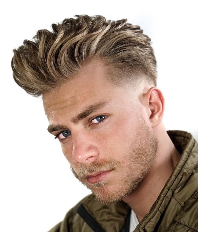 Brushed Back Textured Hair + Low Fade - Men's Haircuts