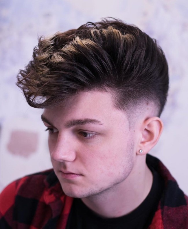  Side Swept Pompadour + Mid Fade - Men's Haircuts