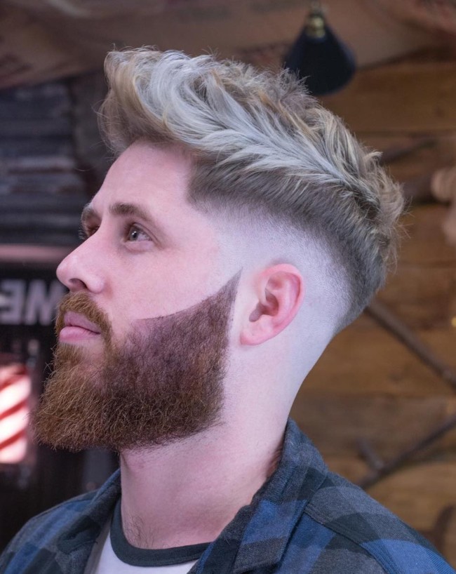 Quiff + Color + Disconnected Beard - Men's Haircuts