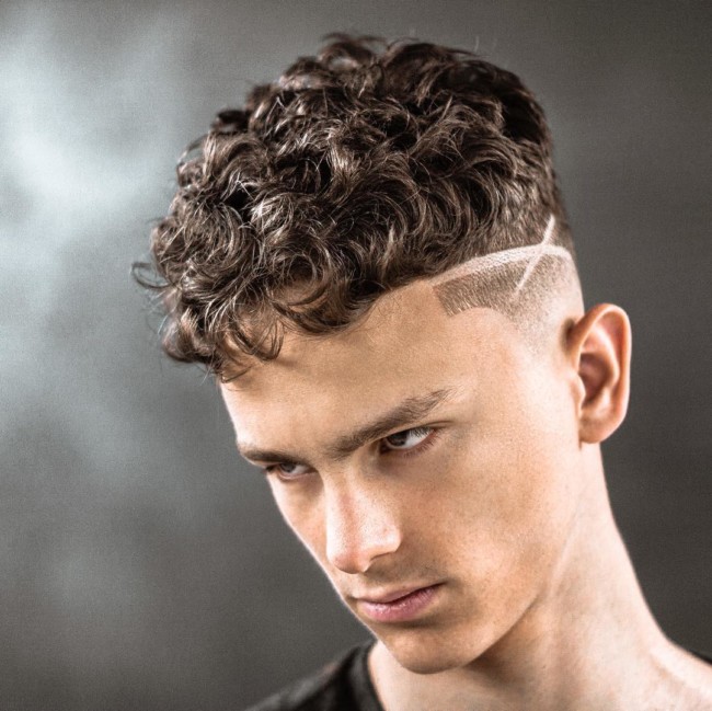 Crop + Curly hair + Creative Hard part - Men's Haircuts