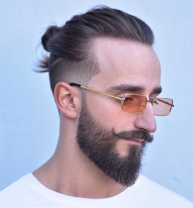 Man Bun + Beard + Musctache - Men's Haircuts