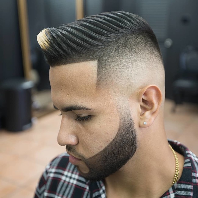 Comb Over Pompadour + High Skin Fade - Men's Haircuts