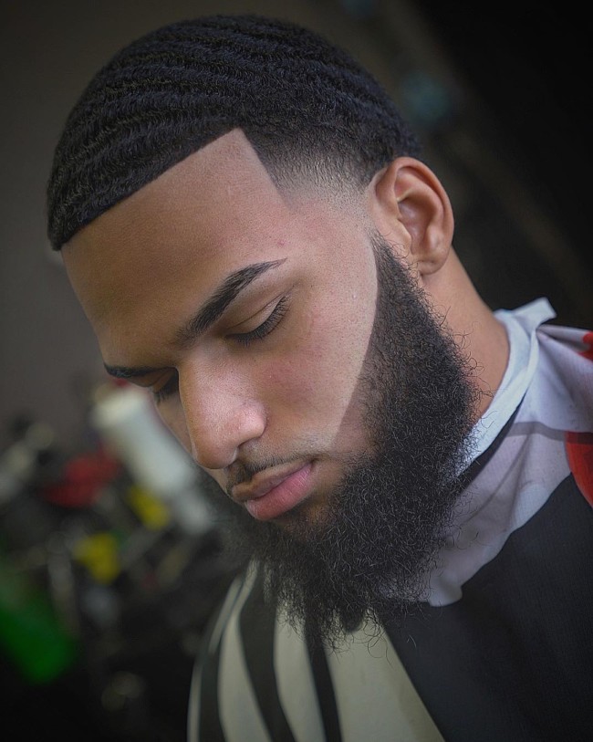 Waves + Temple Fade + Disconnected beard - Men's Haircuts