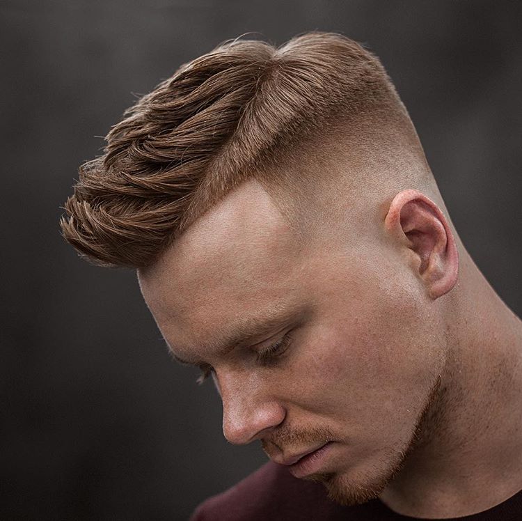 Textured Side Part Quiff + High Fade - Men's Haircuts