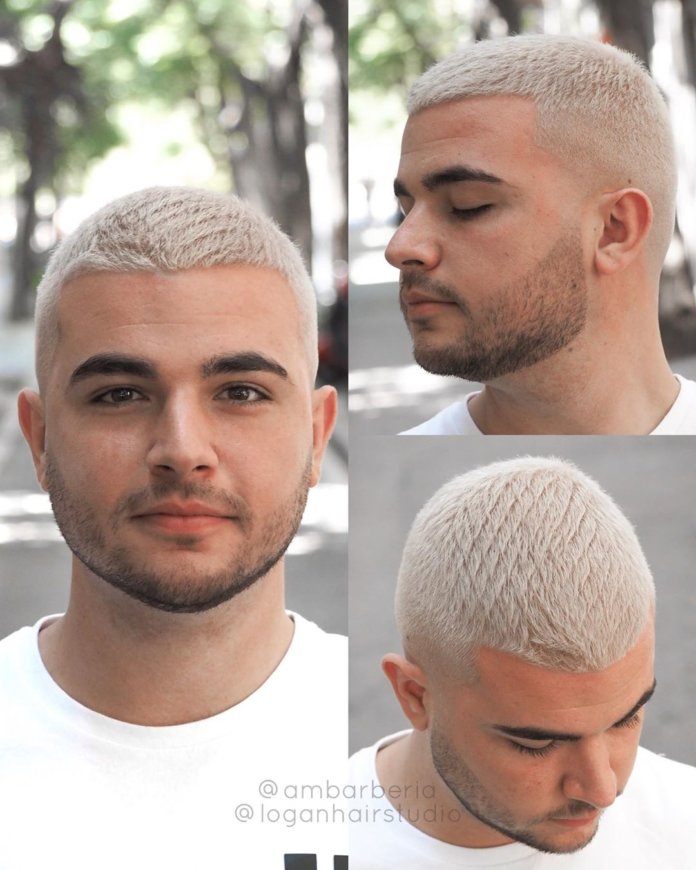 Textured crew cut + Bleached hair