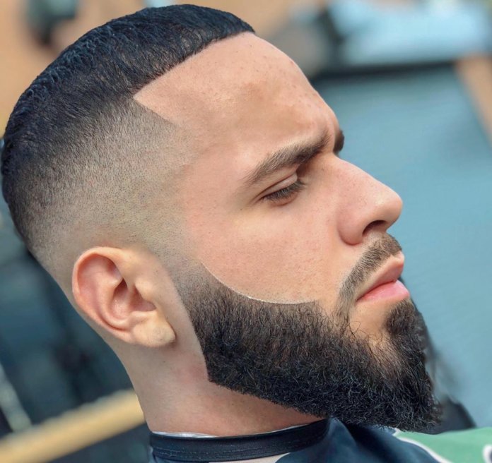 Buzz cut + high fade + Disconnected beard