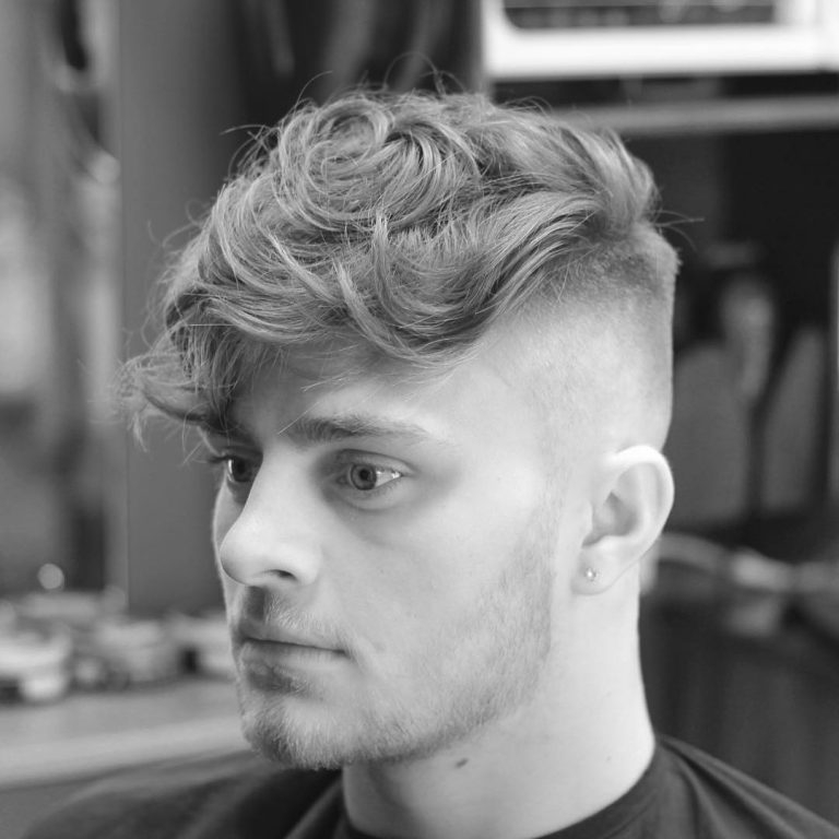  High Fade + Long curly bangs