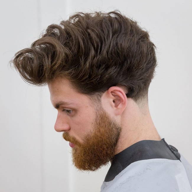 Long Wavy Hair + Fade + Beard