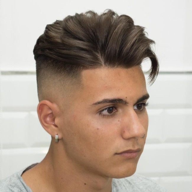 High Fade + mid-length hair